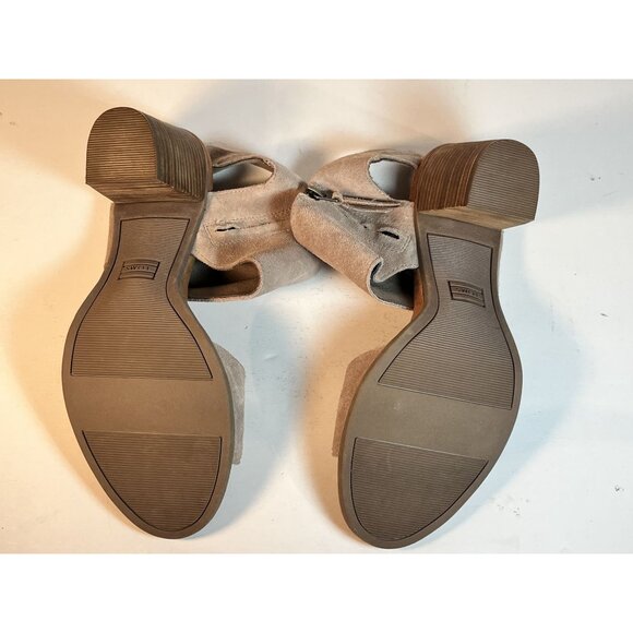 TOMS Suede Majorca Cutout Block Heels Womens Casual Sandals Shoes Taupe Size 6M - Picture 10 of 16